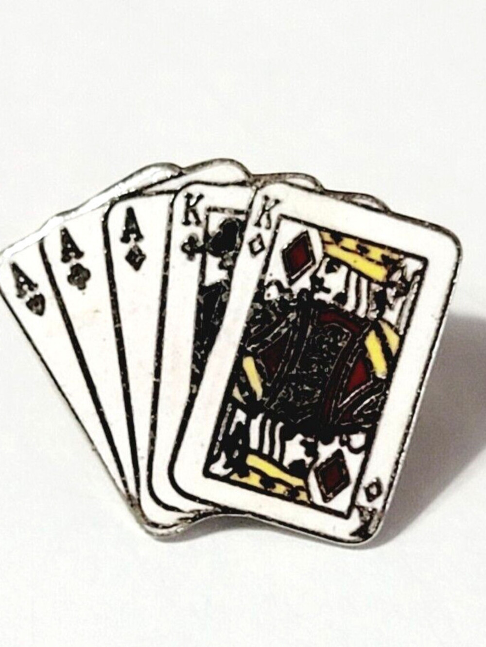 Gamblers Tie Tack or Collar Pin Playing Cards Enamel Full House‎ Casino cl-